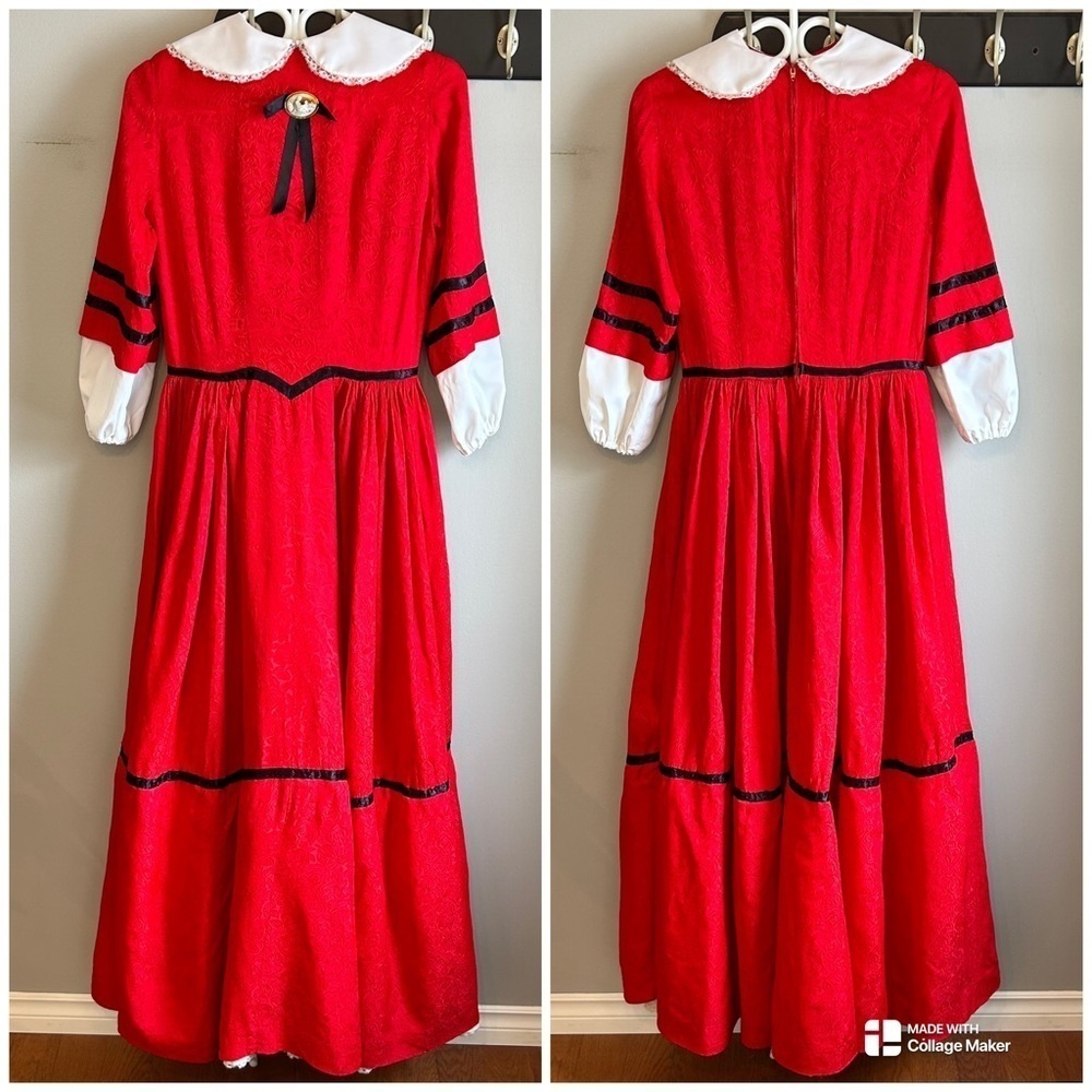 Vintage 80s Handmade Victorian Civil War Era Dress and Accessories Womens Size S - Picture 3 of 16